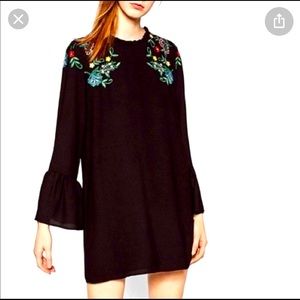 Zara - Embroidered short dress with bell Sleeves